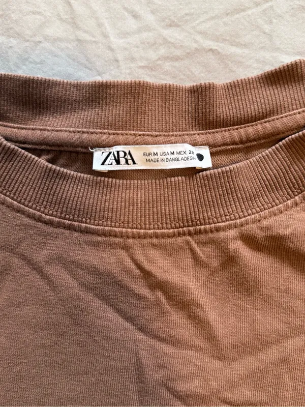 Zara Short Sleeve Crewneck Tee — Rust Brown - Image 2