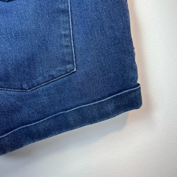 Gap 1969 Pleated Cuffed Jean Shorts Dark Blue Denim Stretch Low Rise Coastal 16R - Image 12