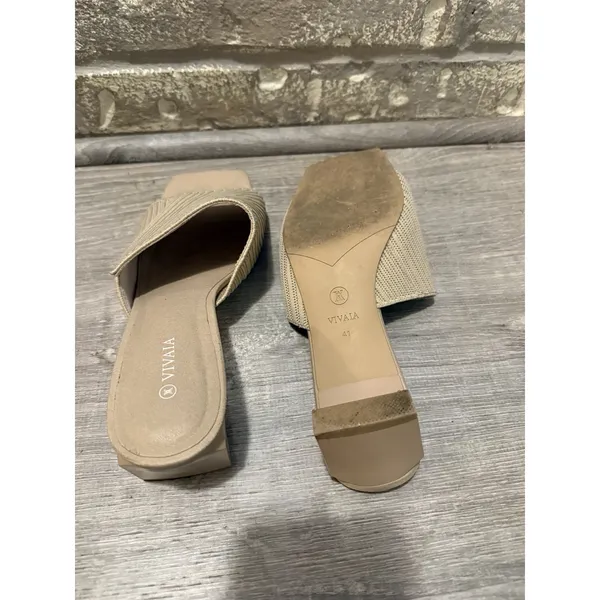 Vivaia Jade Pro Heels Womens 9.5 41 Beige Square Toe Slip On Block Heel Sandals - Image 7