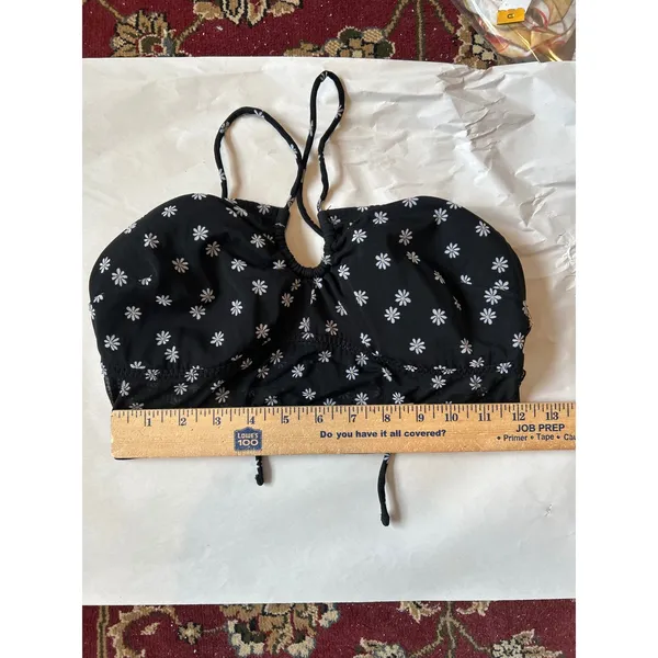 Gilly Hicks Black Daisy Floral Mesh Halter Bandeau Top Keyhole‎ Medium - Image 5