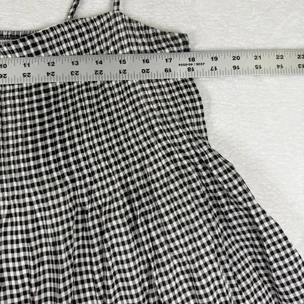 Reformation Black White Gingham Smocked Peplum Cami Top Spaghetti Strap M - Image 3