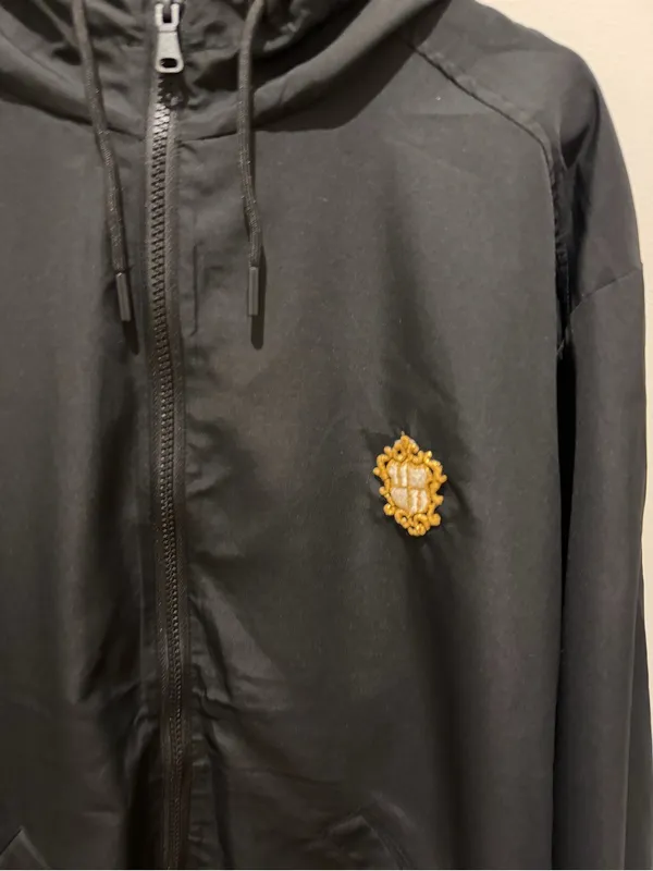 Calvin Klein Black Hooded Zip Windbreaker with added Gold Crest Patch used - Image 3