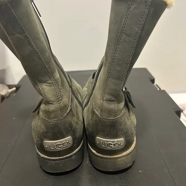 UGG Charcoal Boots with Shearling Trim - Image 4