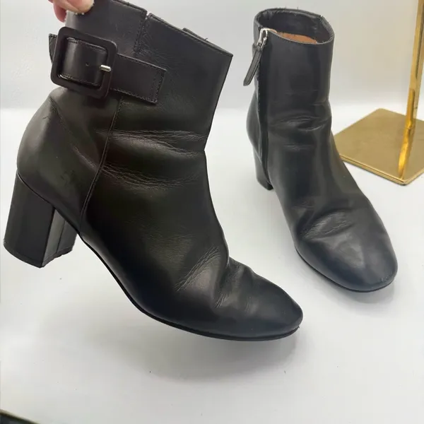 Grigiarancio Y2K Black Leather Ankle‎ Boots 8.5 | Made in Italy Chunky Heel - Image 5
