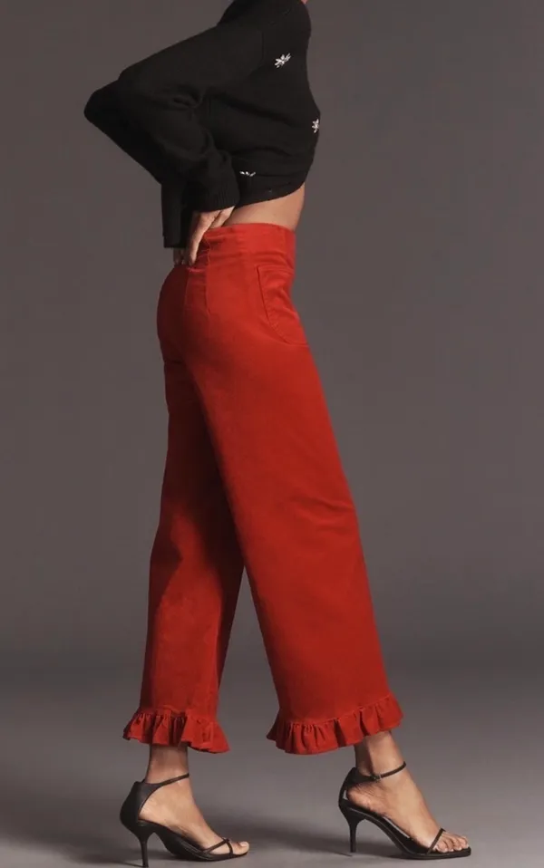 Anthropologie Maeve The Colette Crop Velvet Wide-Leg Pants:, Size 24 Tall - Image 4