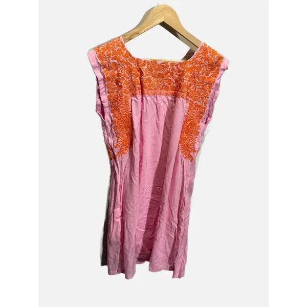 J.‎ Marie Embroidered Mini Dress Womens S Pink Orange Linen Blend Boho Summer - Image 7