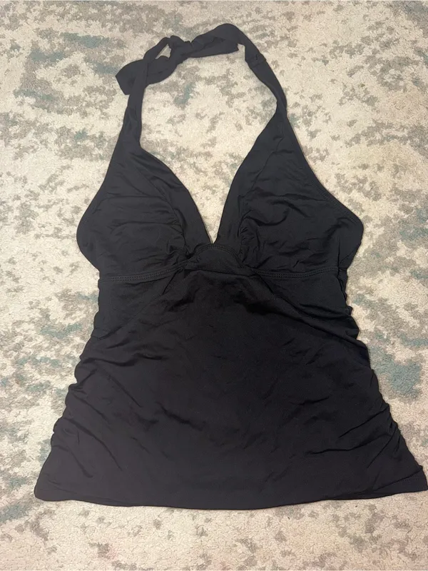Athleta Black Halter Swim Top XS Ruched Tankini Style - Image 2