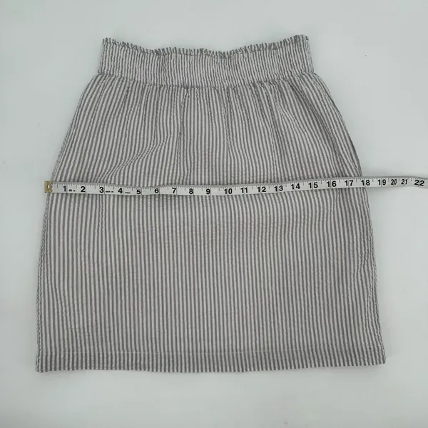 TULIP B Skirt Womens M Gray White Stripe Seersucker Mini Pockets Lined Cotton - Image 9