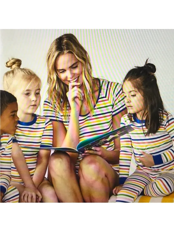 Lake Pajamas shorts rainbow striped Maisonette size XS - Image 2