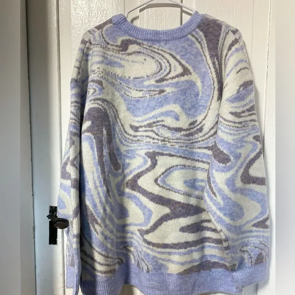 Glassons Blue Oversized Marbled Crewneck Sweater size Large - Image 5