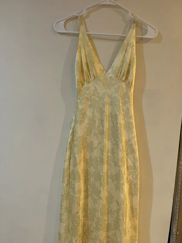 Peppermayo Maxi Dress Yellow Satin Open Back - Image 3