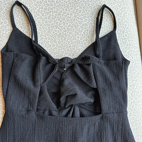 Bershka Black Spaghetti Strap Open Back Dress - Image 7
