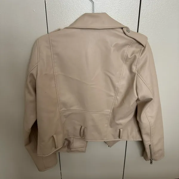 Zara cream faux leather moto jacket - Image 9