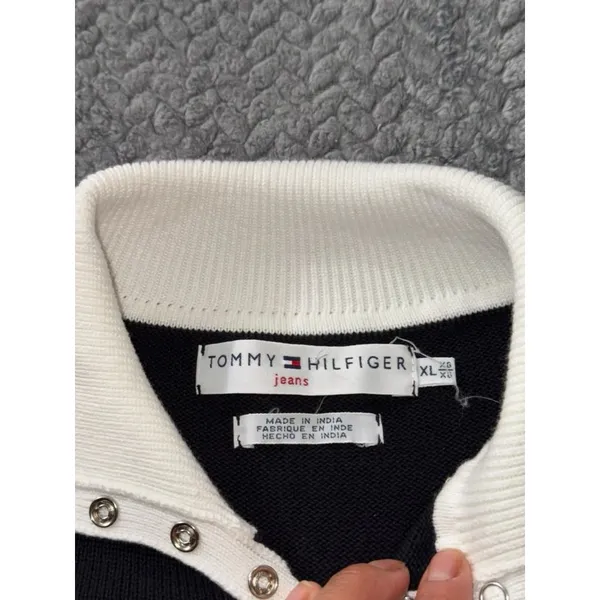 Tommy Hilfiger Women's Long Sleeve Knit Sweater Snap Button Size XL Y2K - Image 4