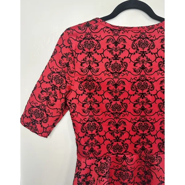 Ultraflirt Red Black Damask Peplum Top Women's Size M‎ Y2K Pinup Whimsigoth - Image 8