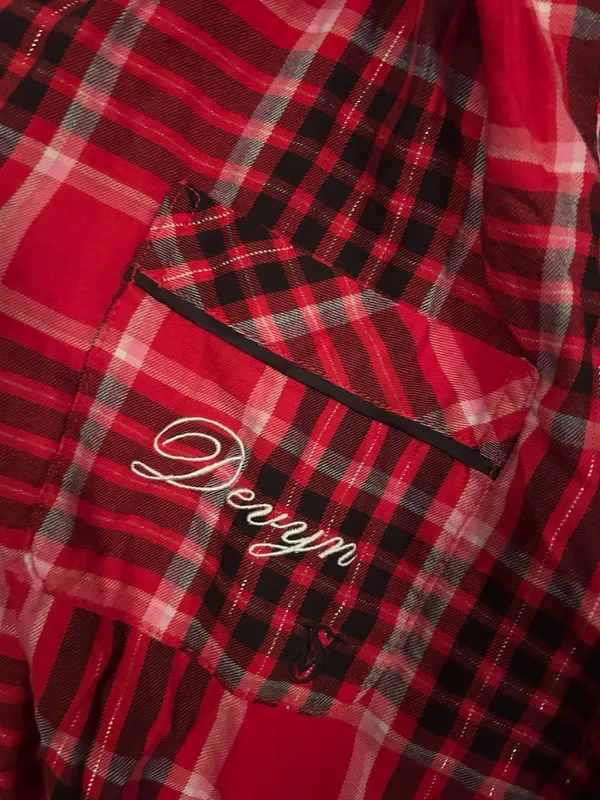 Victoria's Secret Embroidered Plaid Flannel Button-Down Pajama Set - Image 5