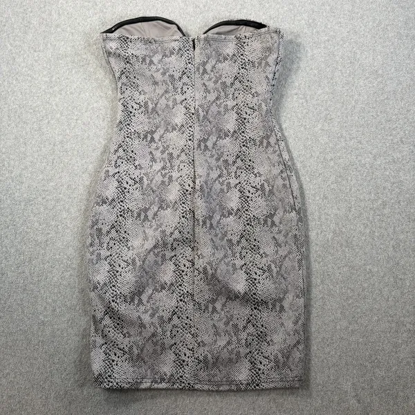 Haute Monde Women's Small Snake Print Strapless Bodycon Mini Dress Gray Black - Image 9