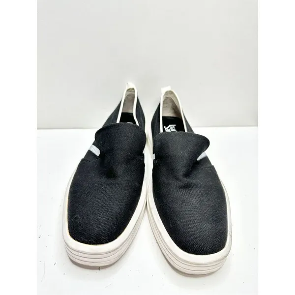 Franco Sarto Sneaker Women’s Size 7.5 Black White Canvas Slip‎ On Style - Image 5