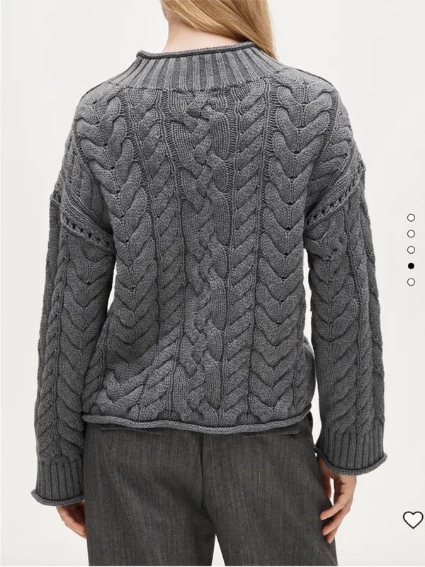 J.Crew 2025 Rollneck Cable Knit Sweater Heather Carbon Gray - Image 2