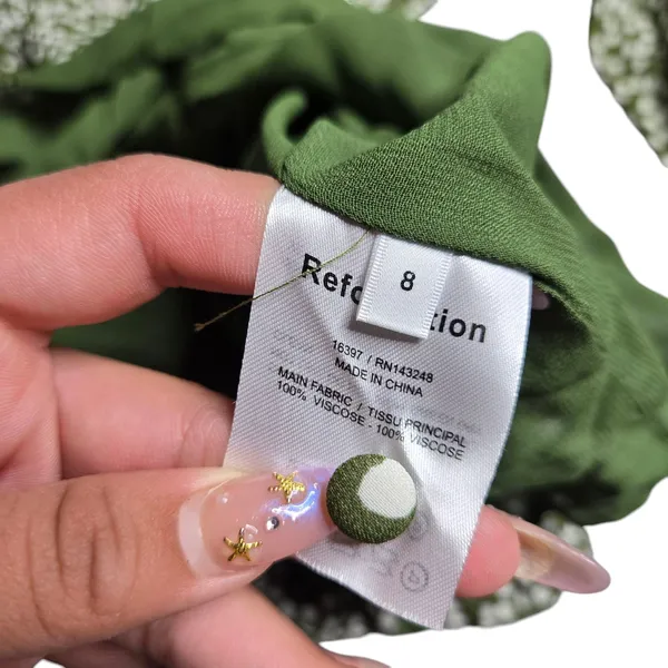Reformation‎ Marcy Green Polka Dot Dress Size: 8 - Image 7
