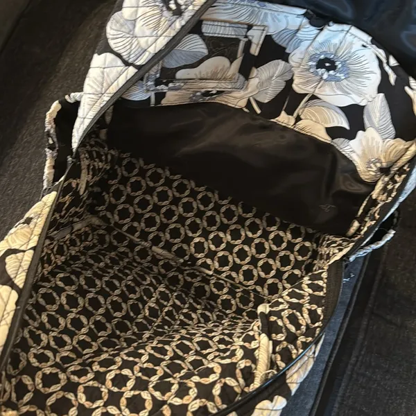 Vera Bradley Floral Black Beige and White Backpack - Image 5