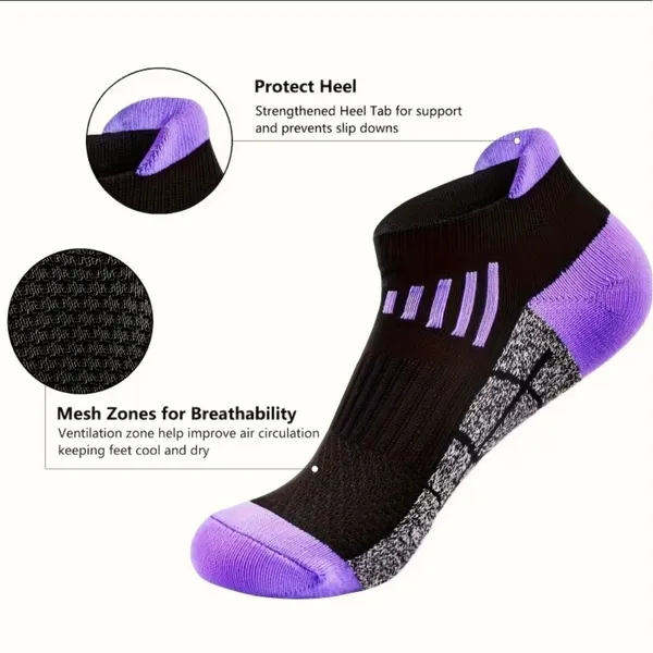 Colorful Athletic Women's Ankle Socks M/L 6‎ PACK Tab Low Cut High Quality NEW - Image 2
