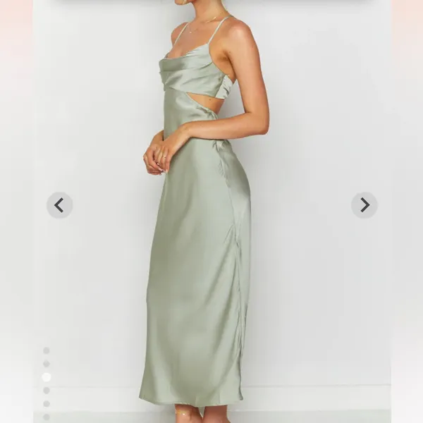 Sage green satin maxi cut out dress - Image 8