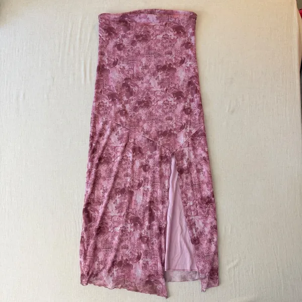 Full Tilt Fairycore Tube Maxi Dress Womens XL Pink Floral Strapless Slit Y2K - Image 12