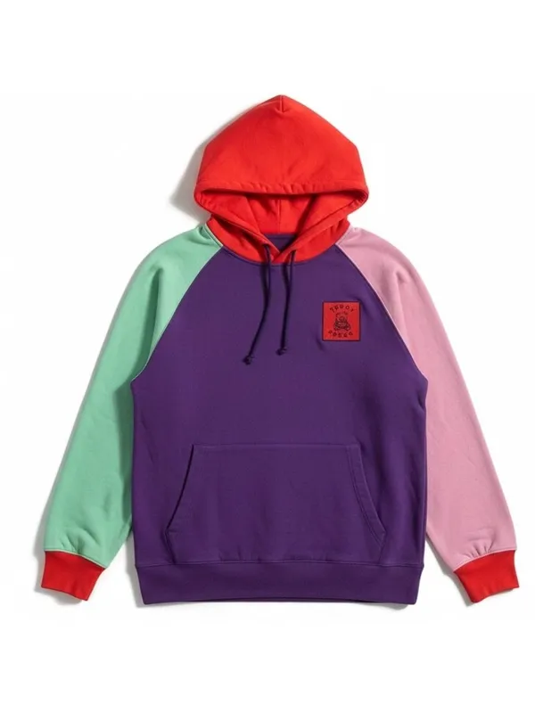Teddy Fresh Color Block‎ Hoodie Purple, Red, Pink, Green Size Large EUC - Image 7