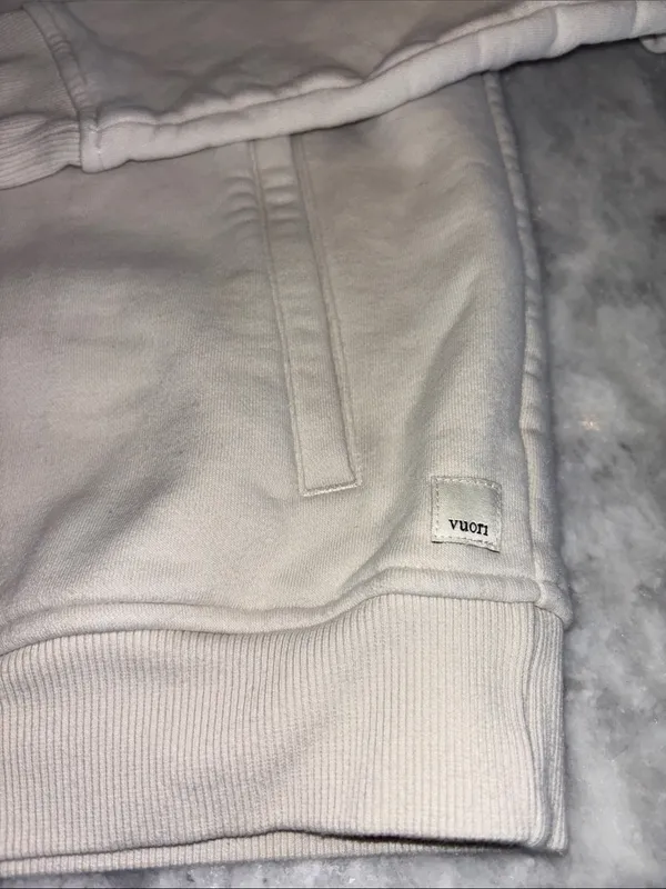 Vuori Cream Zip Hoodie with Minimal Logo - Image 2