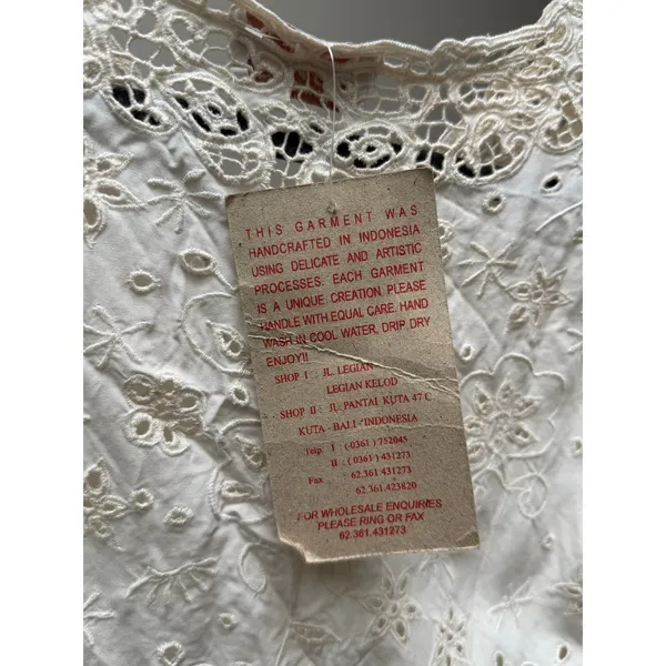 NEW NWT Lace Works Handmade Eyelet Lace Blouse Ivory Cropped Top Womens Small - Image 7