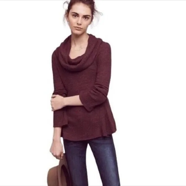 Forgotten Grace burgundy Cowl Neck Sweater xl - Image 2