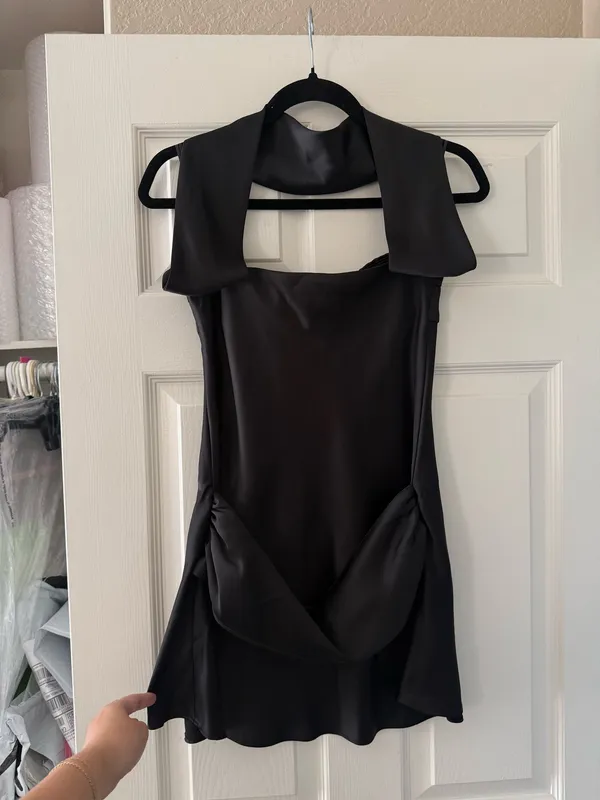BNWT Zara Black Satin Effect Scarf Dress - Image 11