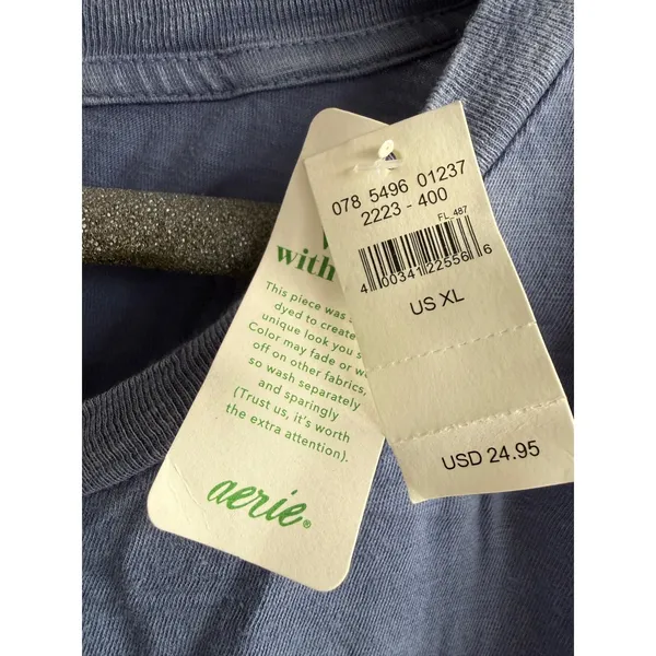 Aerie Womens XL Blue Chilled Out Graphic Cropped Boxy T-Shirt‎ Relaxed Fit NEW - Image 5