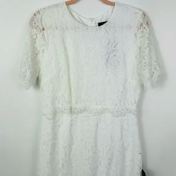LULU'S Devotion White Lace Short‎ Sleeve Midi Dress Size Large NWT - Image 6