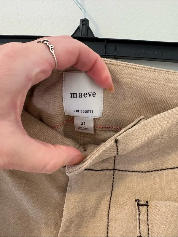 Maeve Colette Cropped Wide-Leg Pant Contrast-Stitch Linen Size 31 - Image 4