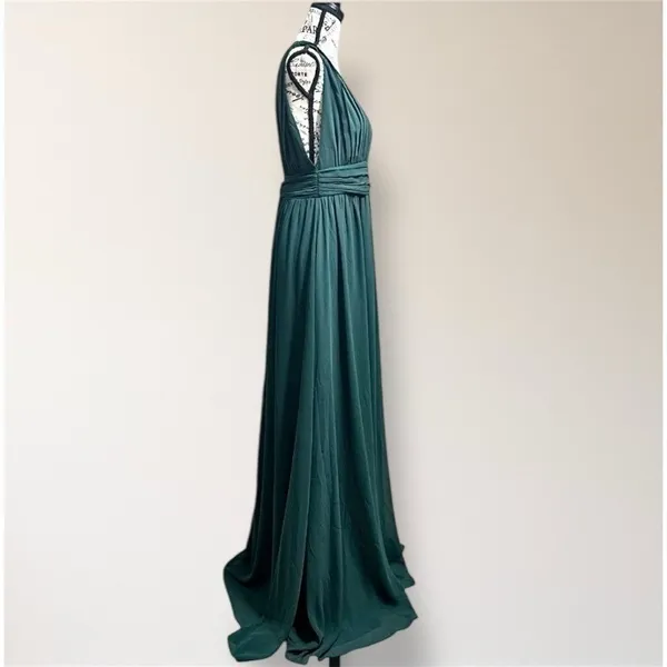 Lulus Heavenly‎ Hues Green Maxi Dress Pleated Deep V Slit Autumn Wedding Guest - Image 6