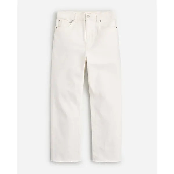 Madewell 90s Straight Crop Jean Tile White High Rise Raw Hem Women US 32 NWT - Image 6