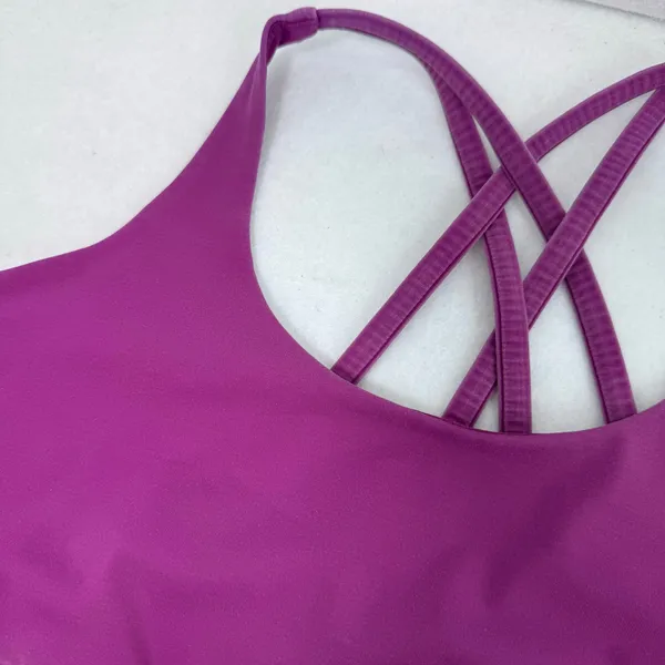 Lululemon Strappy Back Sports Bra Purple Sz 12 Womens Medium Impact Workout Bra - Image 2