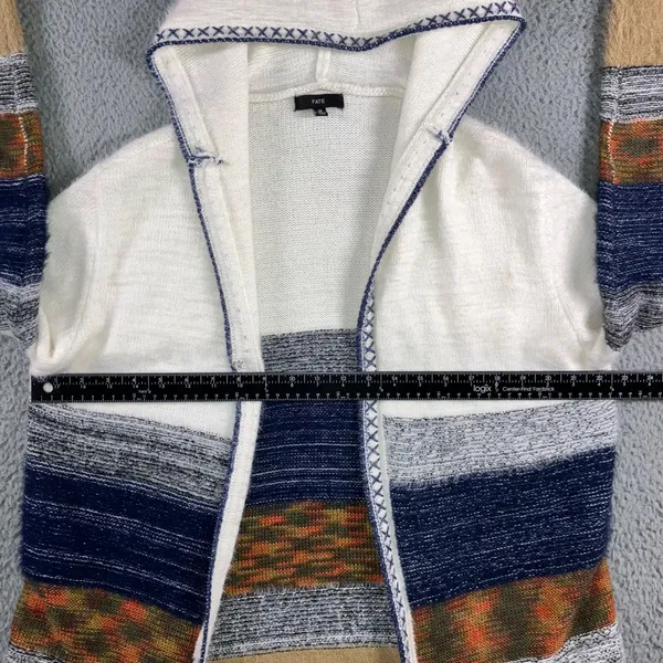 Fate Cardigan Sweater Women Medium Hooded Open Front Fuzzy Cozy Lagenlook‎ - Image 4