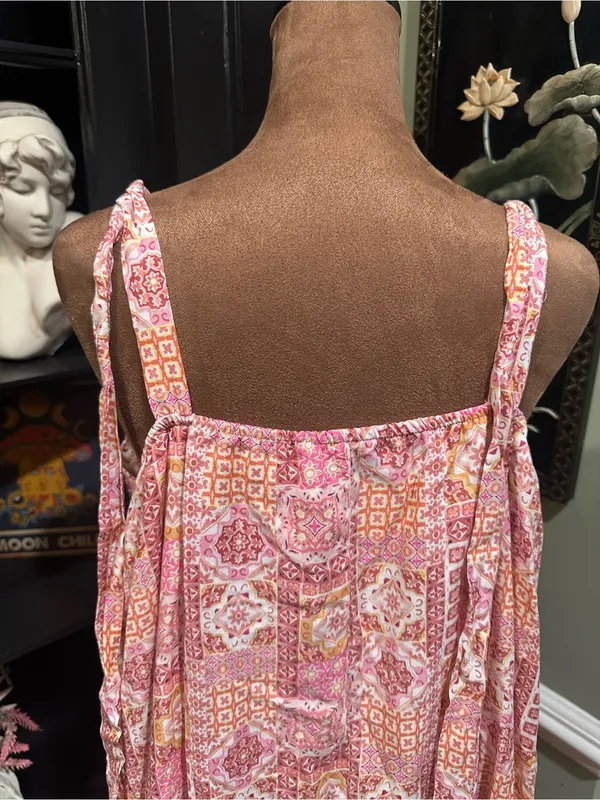 Savanna Jane Pink Multi‑Floral Patchwork Mini Dress – Size Medium White - Image 10