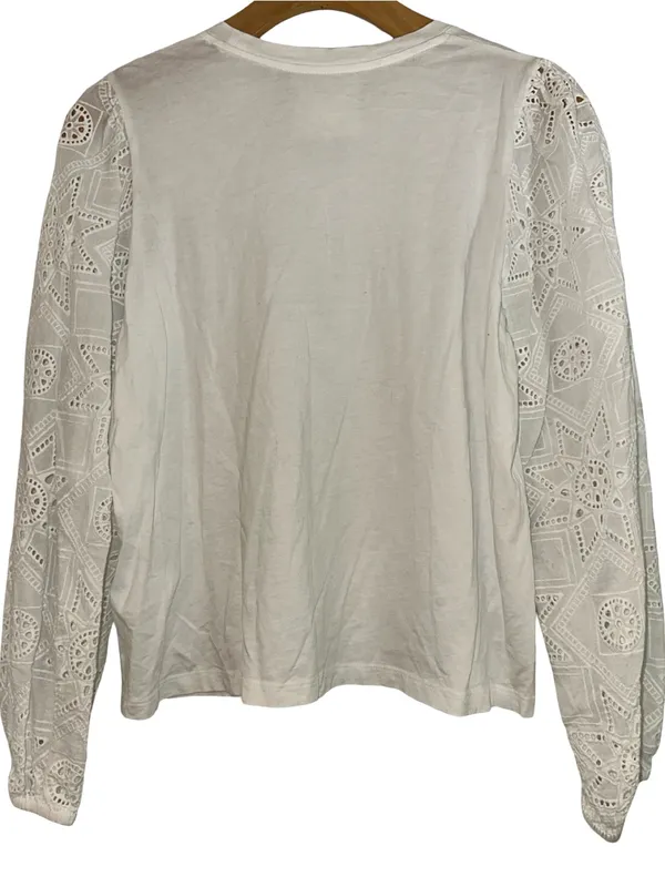 Johnny Was Jade Women’s Size S White Eyelet Puff Long Sleeve Nora Blouse Top - Image 6