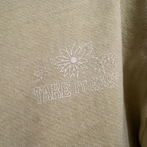 Billabong Take It Easy Floral Graphic Cropped Yellow Green Sweater Medium - Image 3