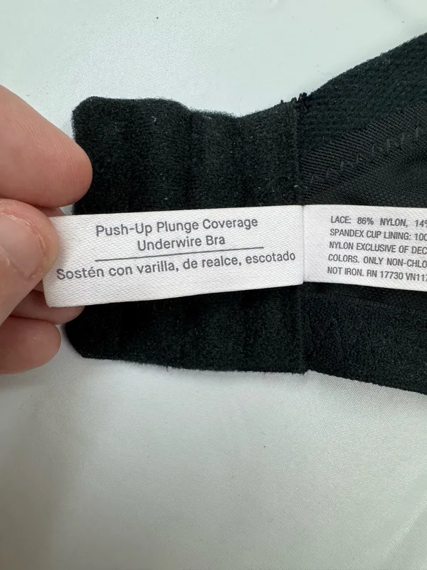 Auden Black Push-Up Plunge Coverage Underwire Bra with Lace Size 40DDD - Image 5