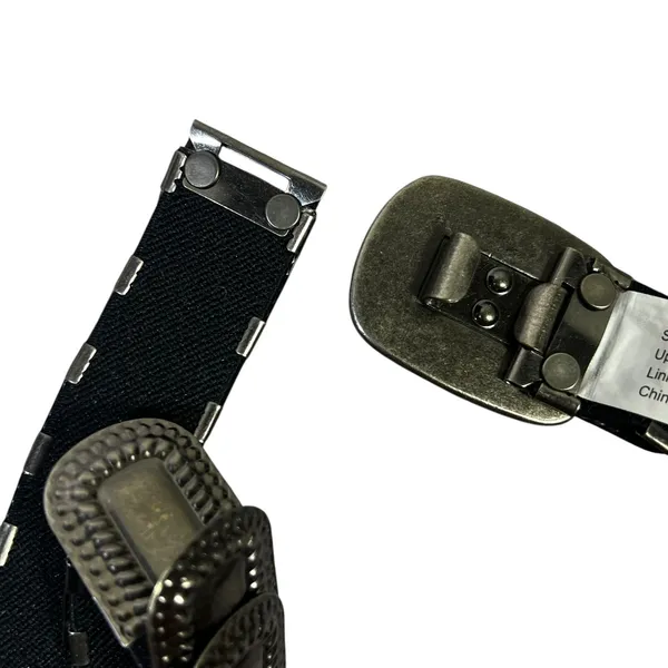 Womens Plated Metal Base Stretch Polyester Belt Silver Buckle ML - Image 4