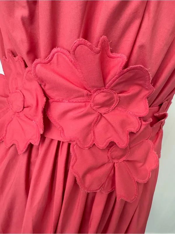 NWT Lucy Paris 💯% Cotton Ilona Coral Floral Midi Dress ~ Size Medium 🌺 - Image 6