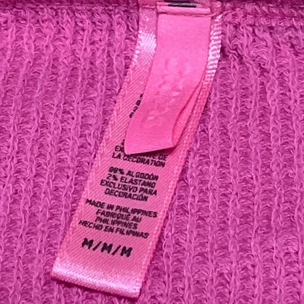 Skims Women's Pink Long Sleeve Ribbed Knit Loose Crew Neck Sweater Top Size M - Image 3