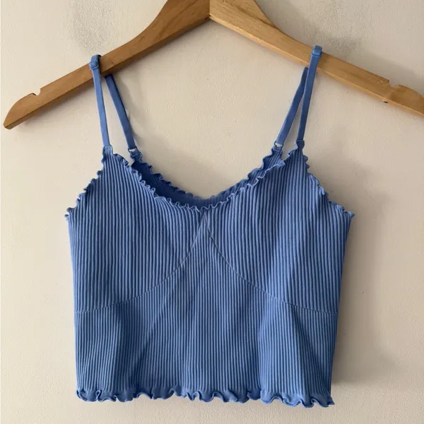 Aerie Real Good Seamless Rib Corset Bra‎ Top Light Blue - Image 2