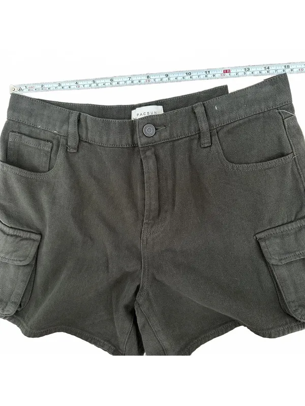 PacSun Mid Rise Cargo Shorts Forest Green NWT Size 28 - Image 7