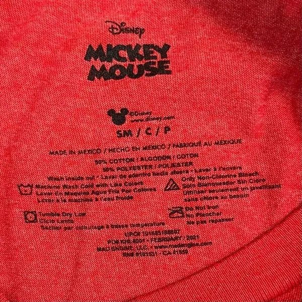 Disney Mickey Mouse Red Graphic T-shirt Small - Image 7